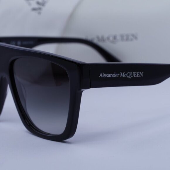 Alexander McQueen AM0302S 001 Square Sunglasses – Black/Grey - Picture 3 of 11